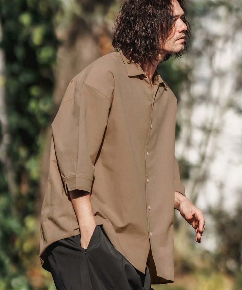 CAMBIO(カンビオ)】Silky Cotton Linen Skipper Shirts シャツ