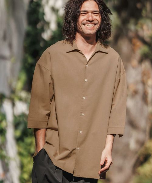 CAMBIO(カンビオ)】Silky Cotton Linen Skipper Shirts シャツ(MIU-251
