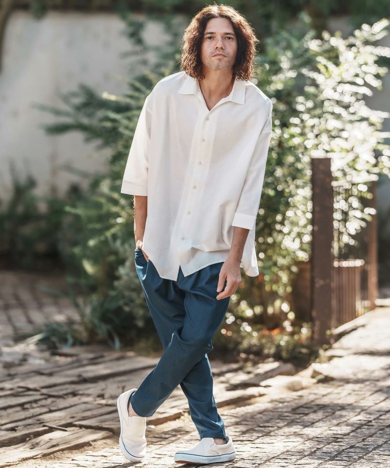 CAMBIO(カンビオ)】Silky Cotton Linen Skipper Shirts シャツ