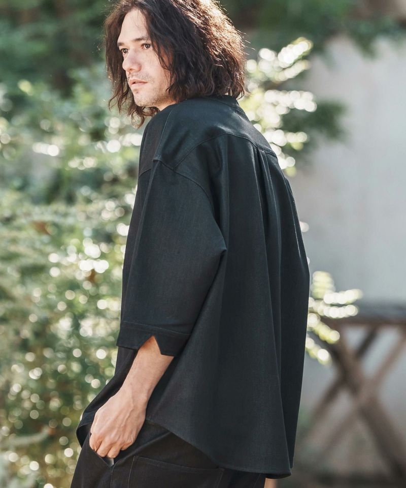 【Rami】　セミオーダー CAMBIO(カンビオ)】Denim Like Drape Henley Neck Concho Button
