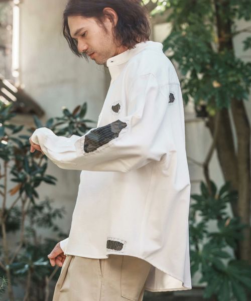 【CAMBIO(カンビオ)】Stretch Back Satin Camouflage Repair Shirts ミリタリーシャツ(MIU-251-032)