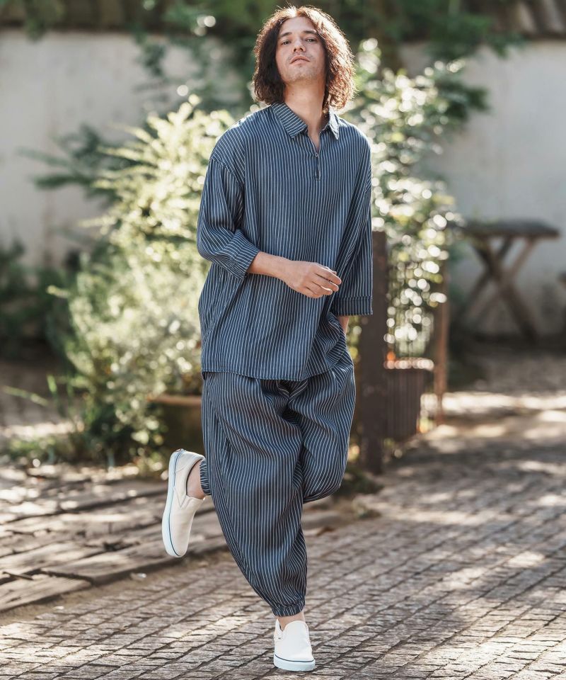 CAMBIO(カンビオ)】Silky Stripe Denim Balloon Pants バルーン