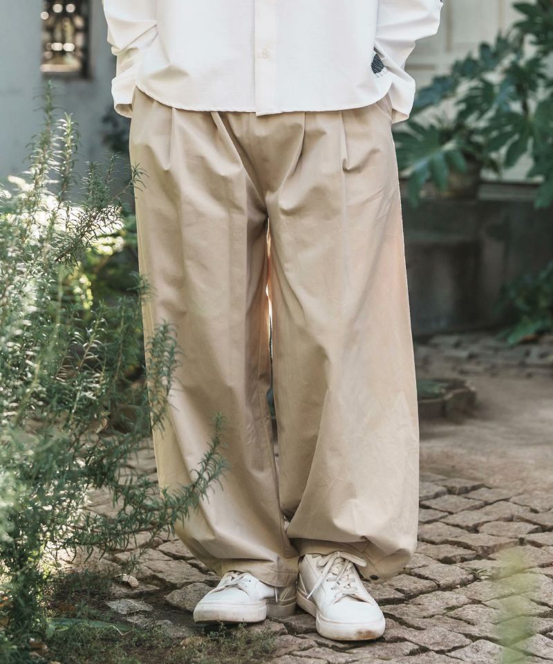 CAMBIO(カンビオ)】Hem Button Wide Tuck Balloon Pants