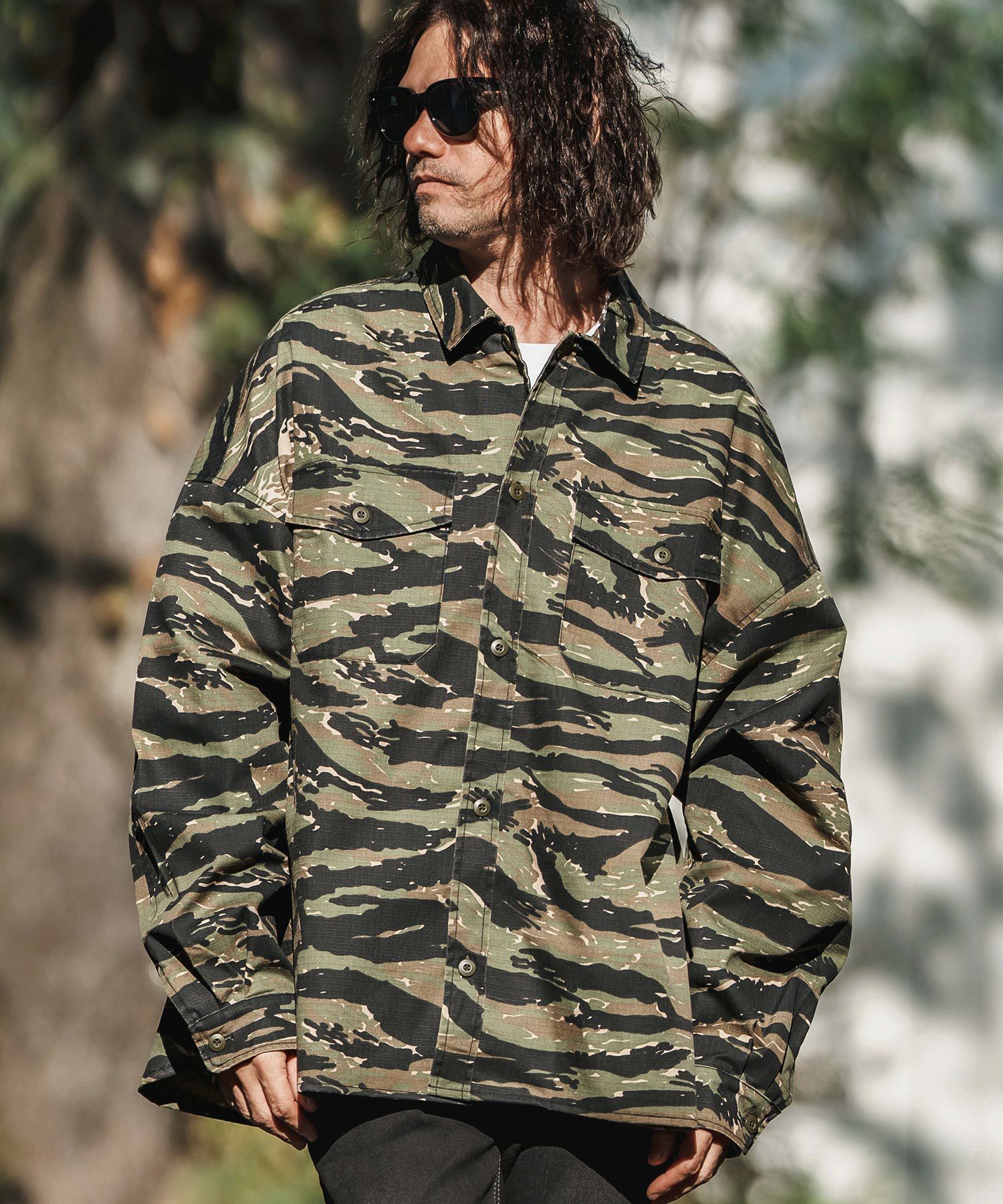 CAMBIO(カンビオ)】Bio Wash Camofurage Ripstop Shirts ミリタリー