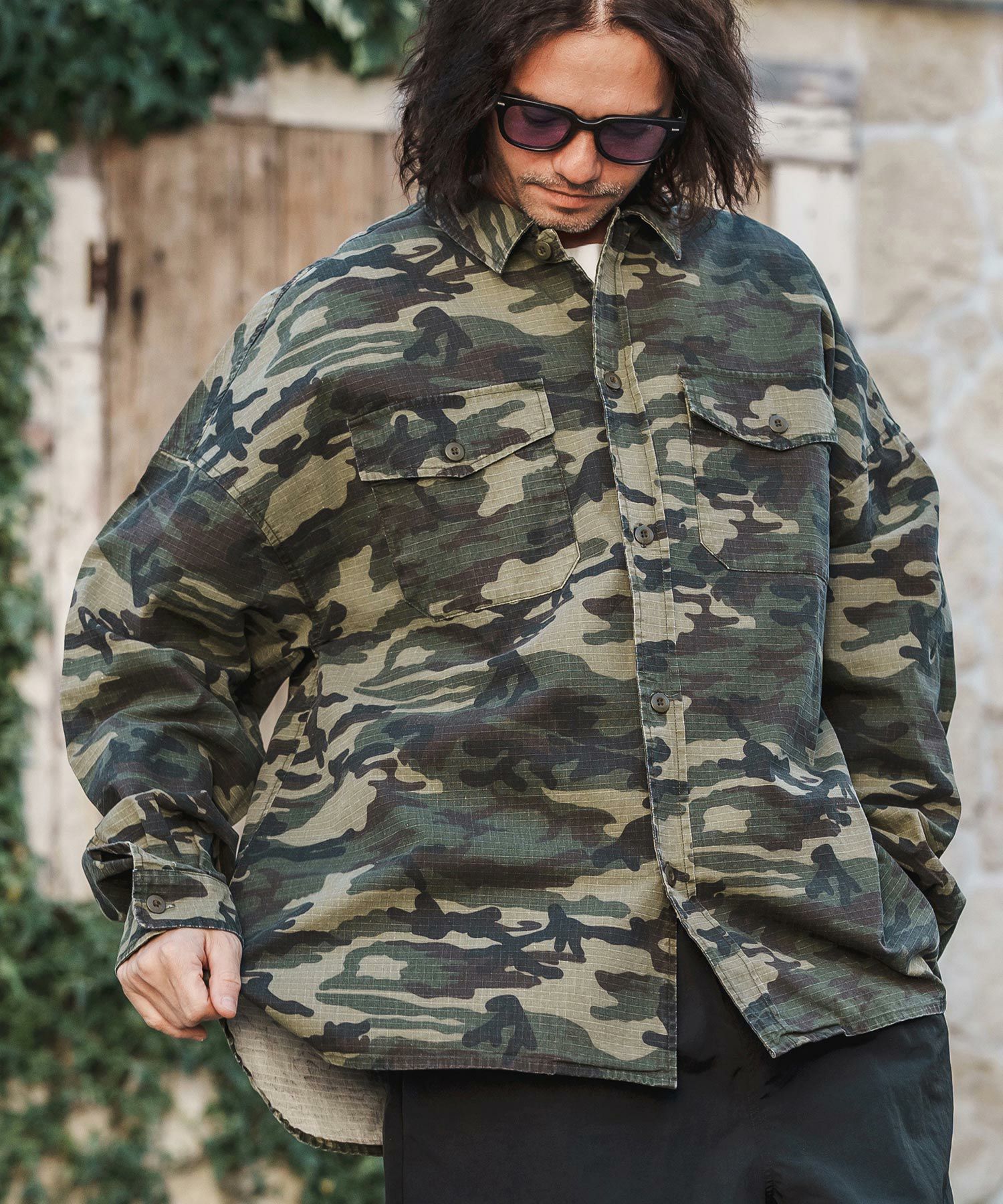 CAMBIO(カンビオ)】Bio Wash Camofurage Ripstop Shirts ミリタリー