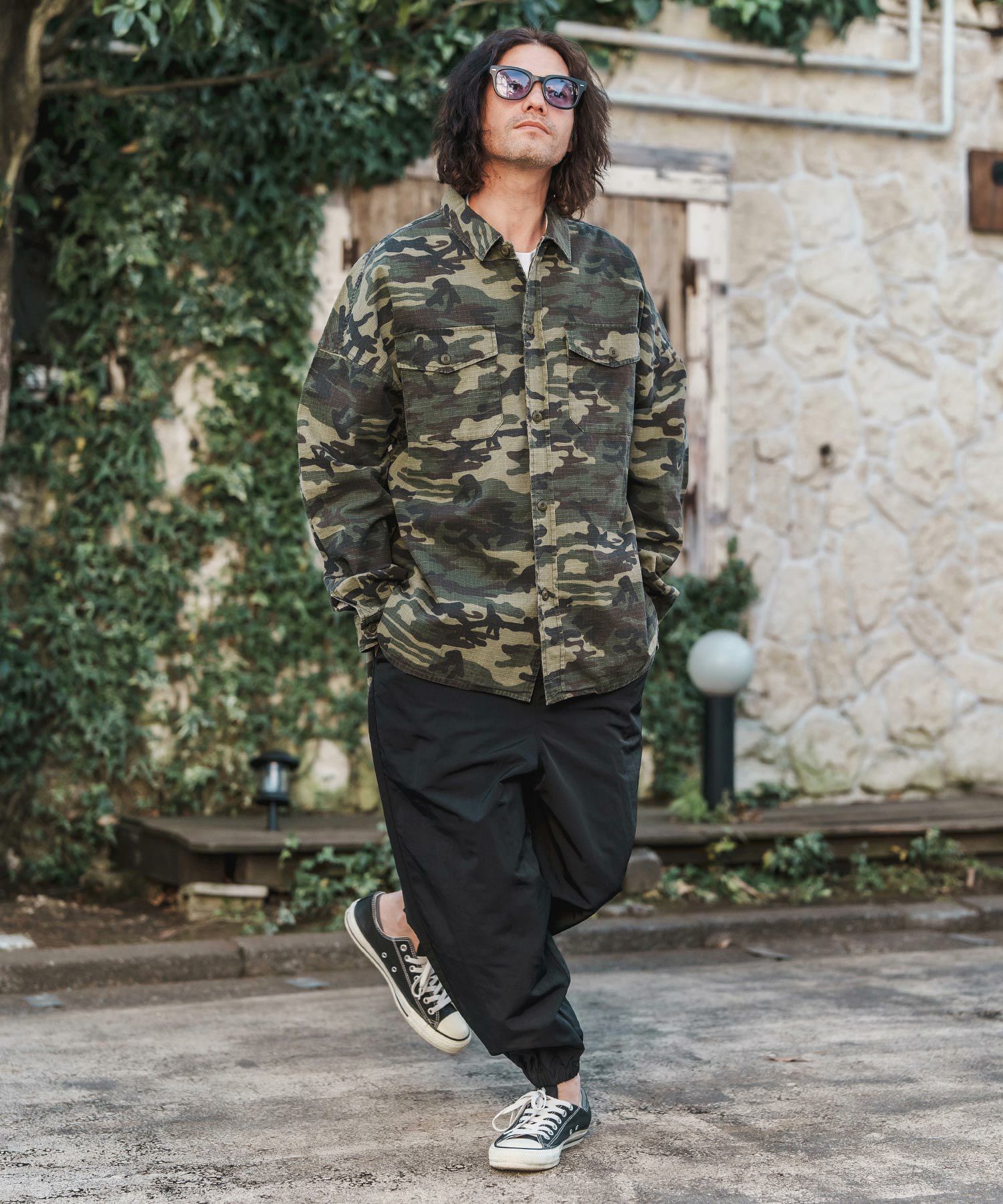 CAMBIO(カンビオ)】Bio Wash Camofurage Ripstop Shirts ミリタリー