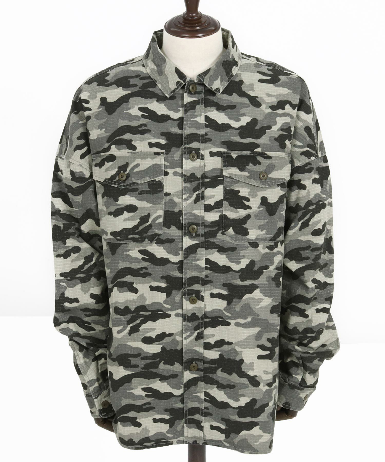 CAMBIO(カンビオ)】Bio Wash Camofurage Ripstop Shirts ミリタリー