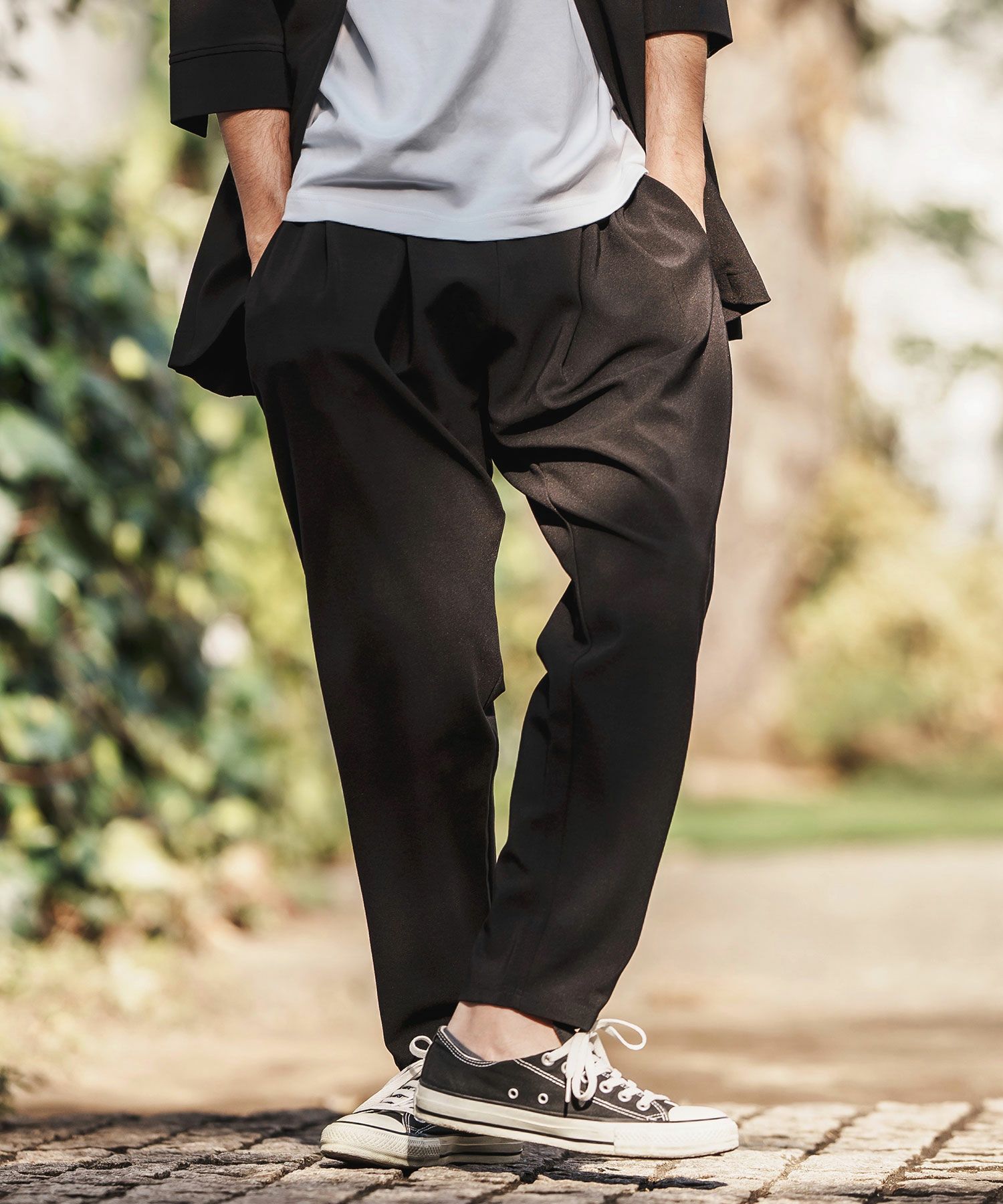 CAMBIO(カンビオ)】Ripple Cut sew Relax Tapered Pants イージー