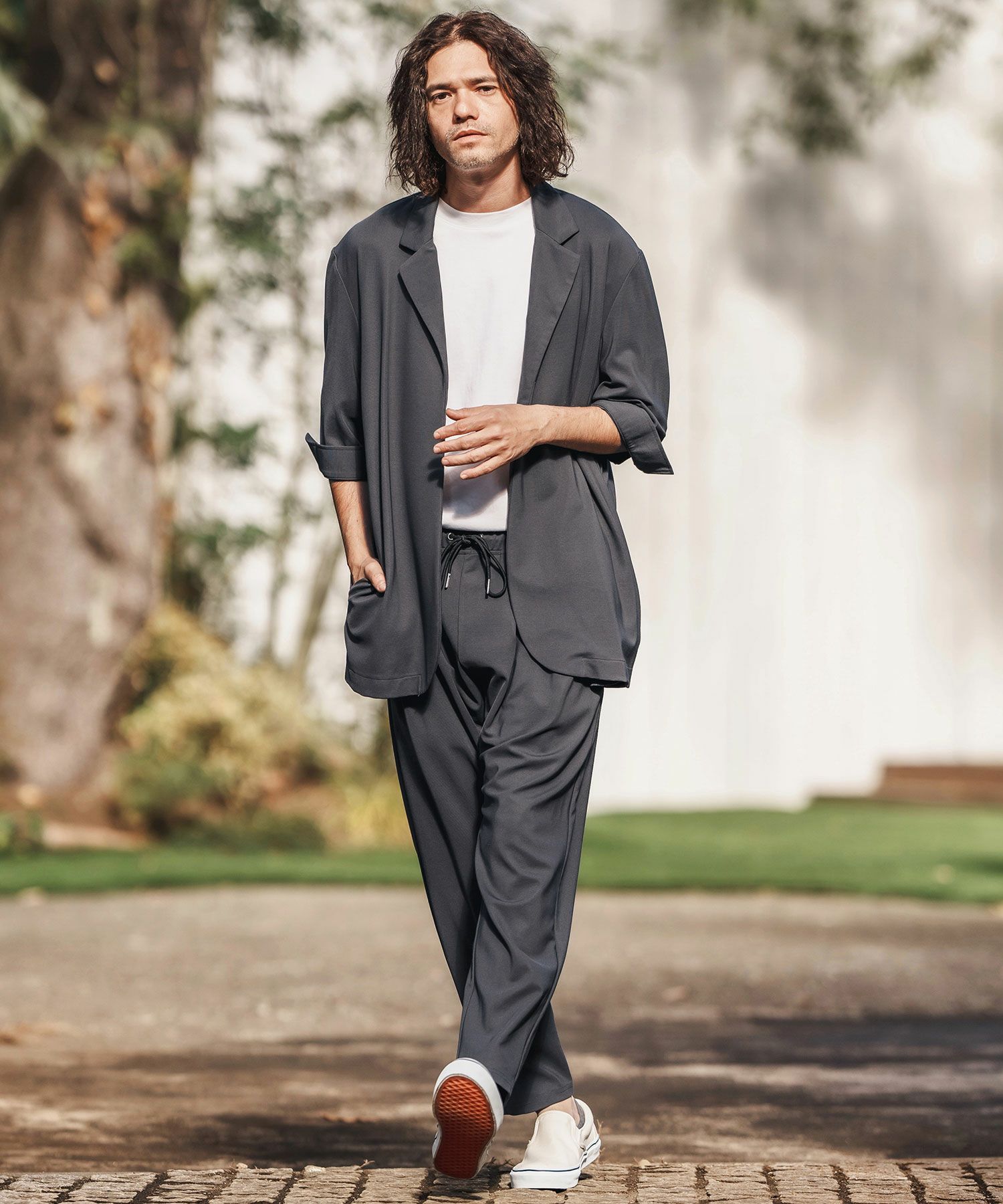 CAMBIO(カンビオ)】Ripple Cut sew Relax Tapered Pants イージー