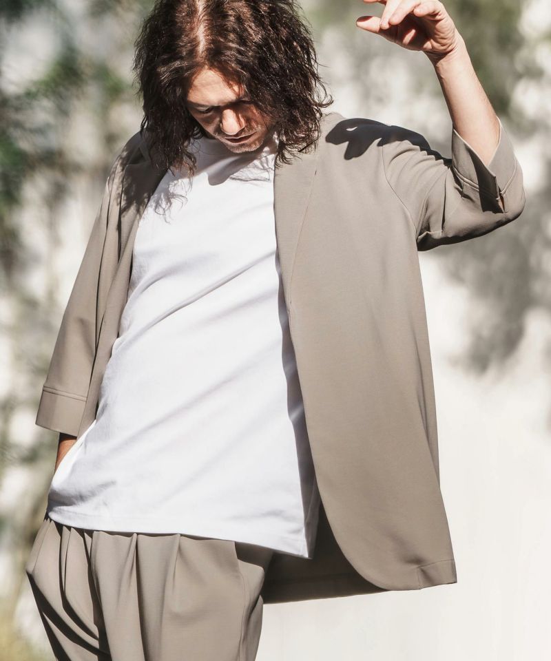 CAMBIO(カンビオ)】Ripple Cut sew 3-4 Sleeve Jacket 半端袖