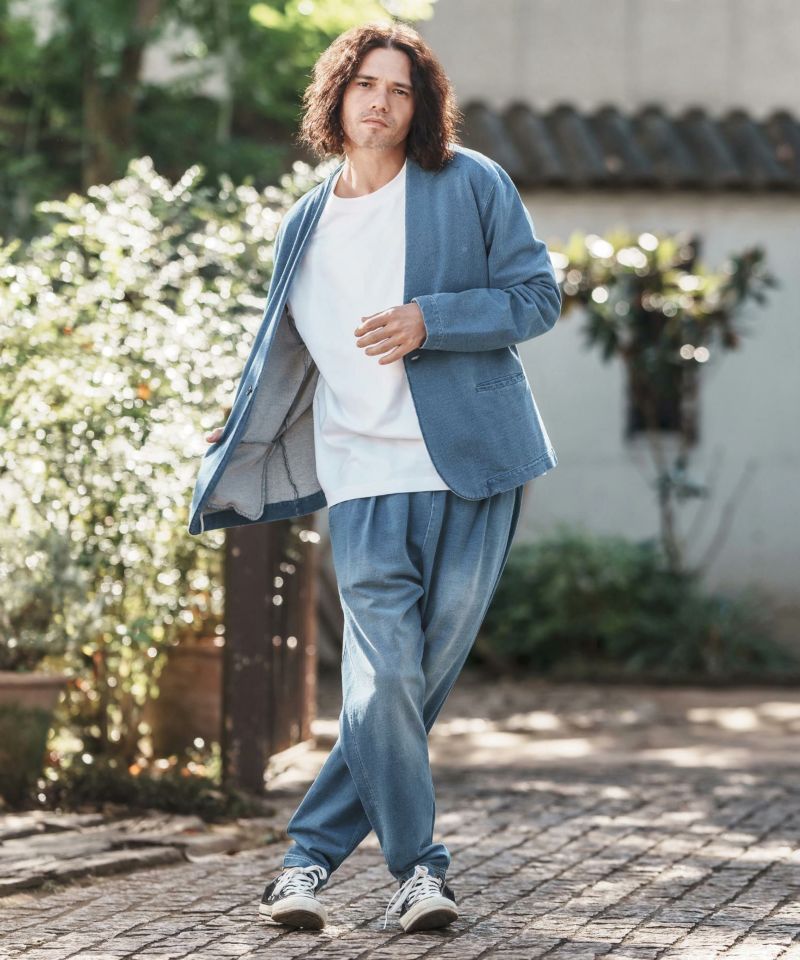 CAMBIO(カンビオ)】Indigo Sweat Tuck Pants スウェットタック