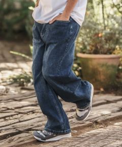 全国送料無料・イイ店 CAMBIO(カンビオ)】Half ワイドデニム Pants Denim Wide Easy トップス