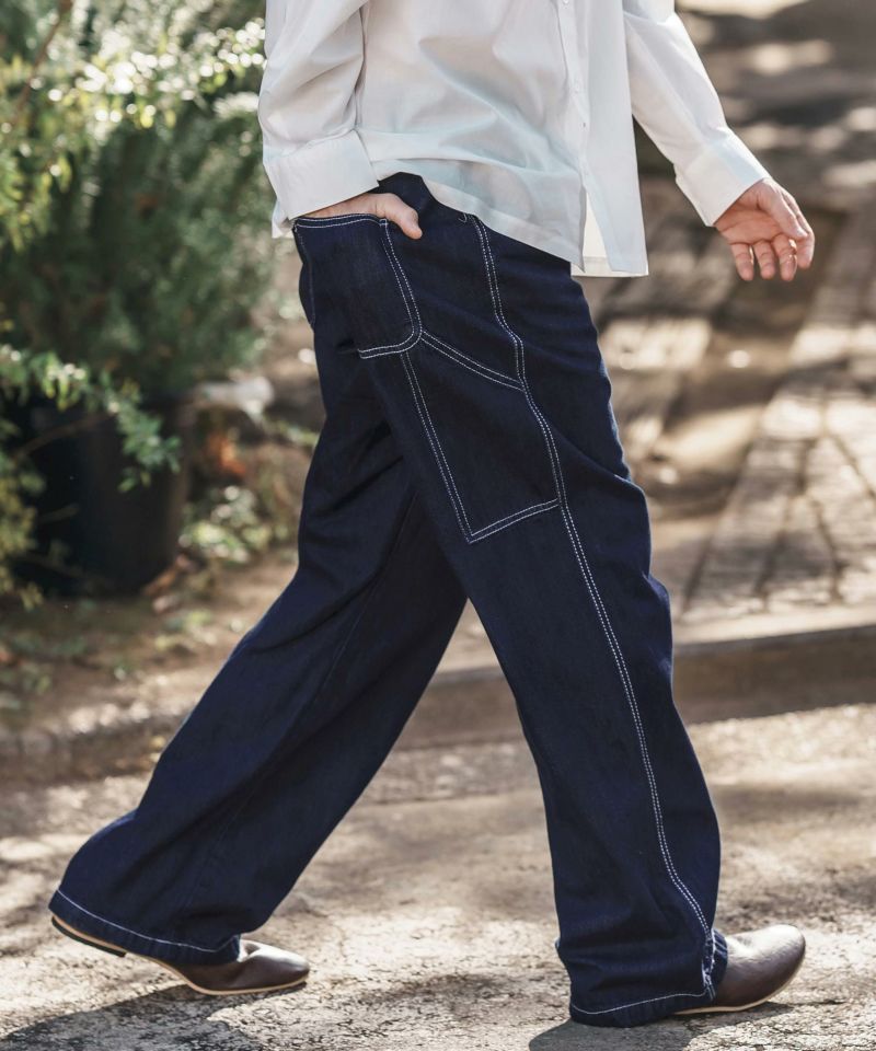 ★E.B.M★ Semi wide denim pants EMP3DPT030 Frame Le Slim Palazzo Drizzle High-Rise Stretch Jeans | Saks