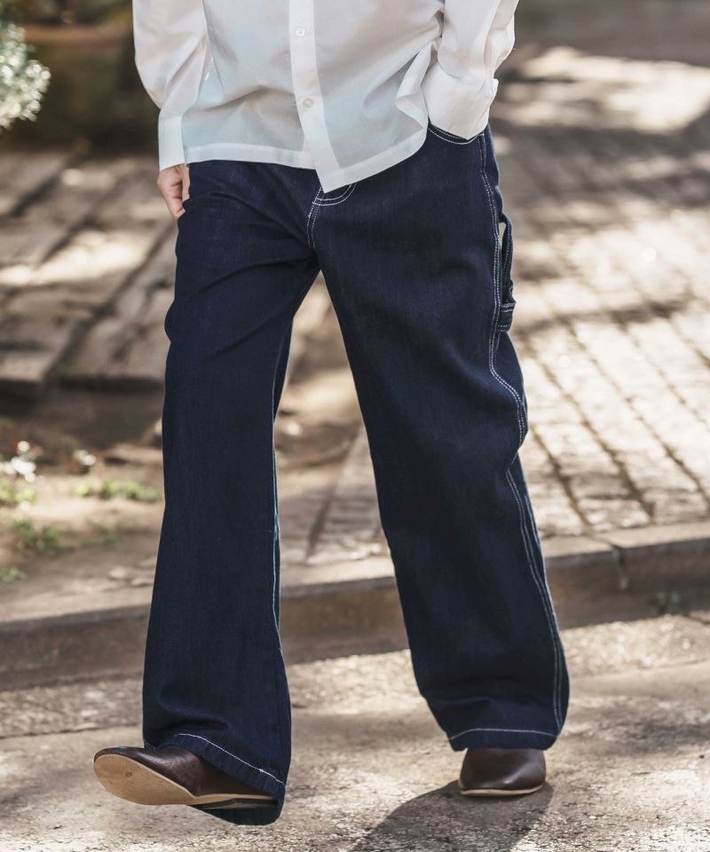 CAMBIO(カンビオ)】Half Easy Wide Denim Painter Pants