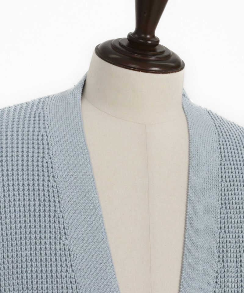 CAMBIO(カンビオ)】Waffle Cotton Knit Buttonless Cardigan