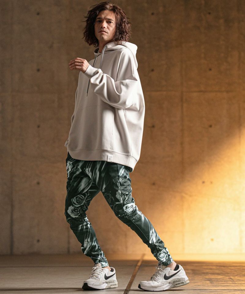 GLIMCLAP ジャージ　モノクローム　ボタニカル　パンツ GLIMCLAP(グリムクラップ)】Tight fit track pants-Ver