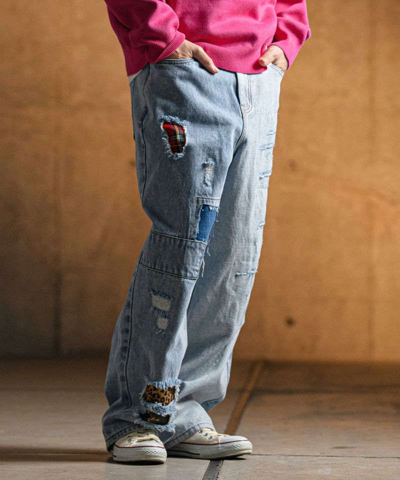 【GLIMCLAP(グリムクラップ)】デニムパンツ GLIMCLAP(グリムクラップ)】 Distressed denim pants デニム