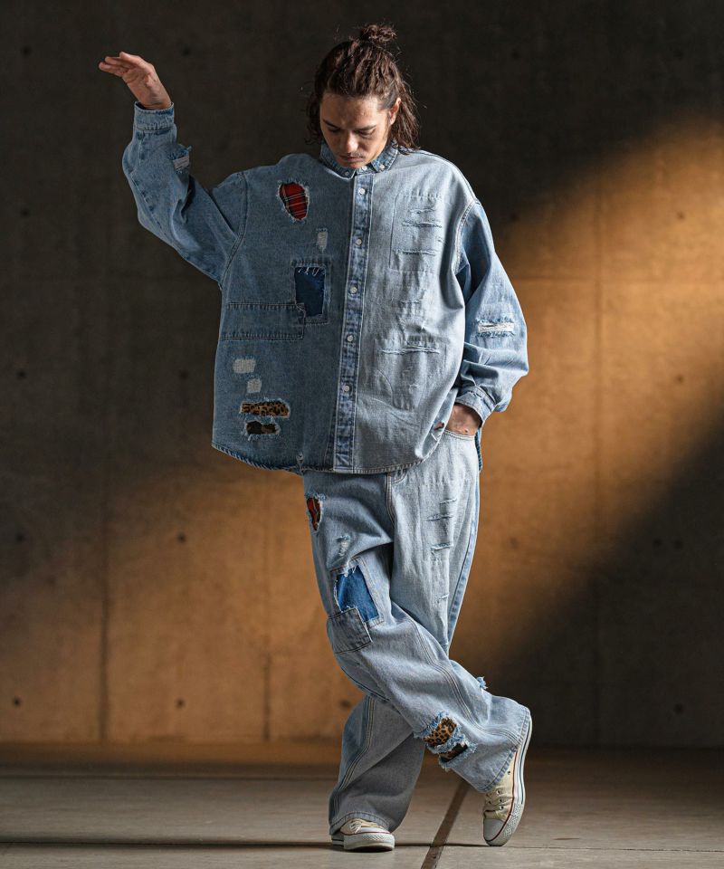 GLIMCLAP(グリムクラップ)】 Distressed denim pants デニム