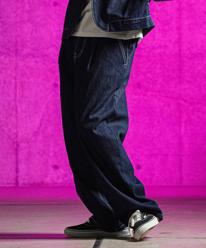 GLIMCLAP(グリムクラップ)】 Denim wide straight pants ワイドデニム