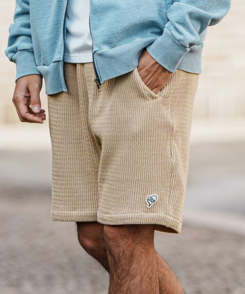 【1minute 1second(ワンミニットワンセカンド)】ridge knitting shorts with heart patch ショートパンツ(1M25H190)