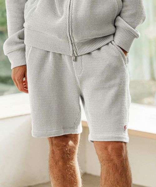 【1minute 1second(ワンミニットワンセカンド)】ridge knitting shorts with heart patch ショートパンツ(1M25H190)