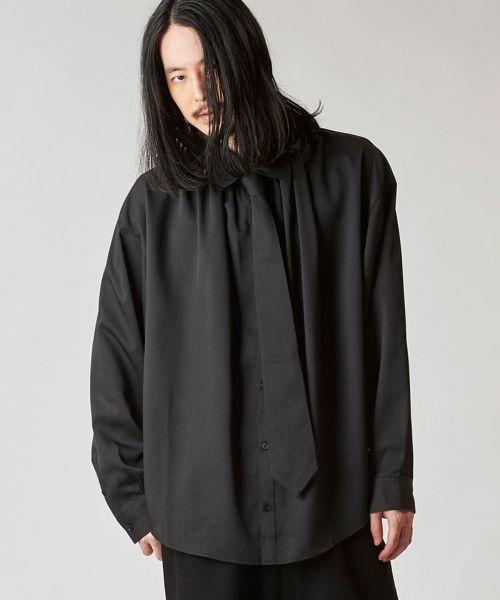 30%OFF【NO ID.(ノーアイディー)】ﾈｸﾀｲ付ﾈｯｸｷﾞｬｻﾞｰBIG-SH シャツ(456006-948S)