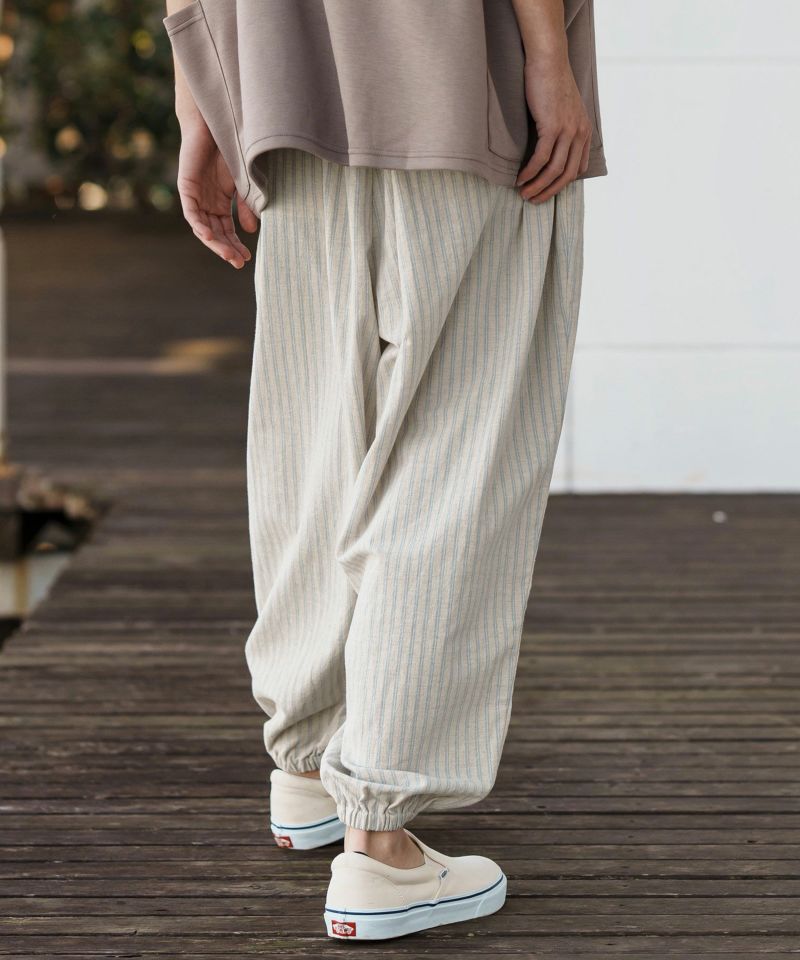 【海外 正規品】 CAMBIO(カンビオ)】コットンリネンストライプバルーンパンツ(CMB パンツ