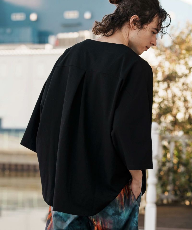 CAMBIO(カンビオ)】Stretch Seersucker Key Neck Short Sleeve