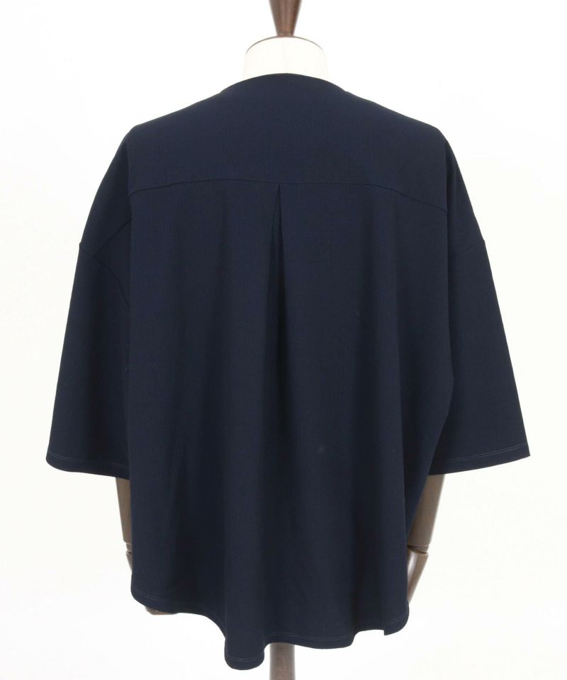 CAMBIO(カンビオ)】Stretch Seersucker Key Neck Short Sleeve