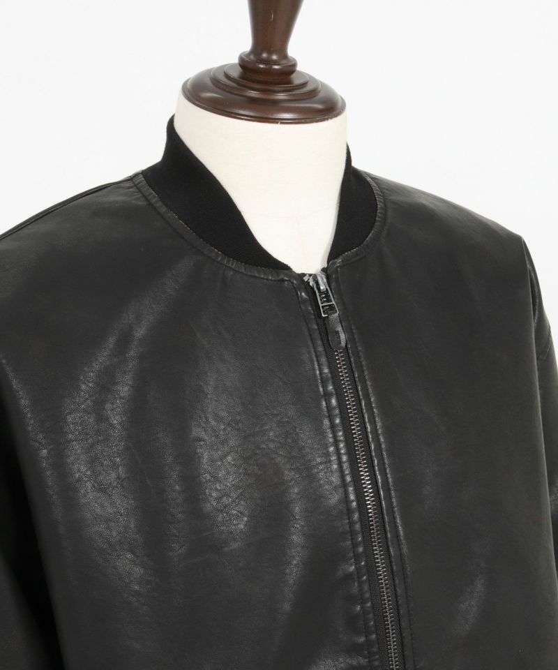 CAMBIO(カンビオ)】Vintage加工フェイクレザーMA-1ジャケット(HLCM0176