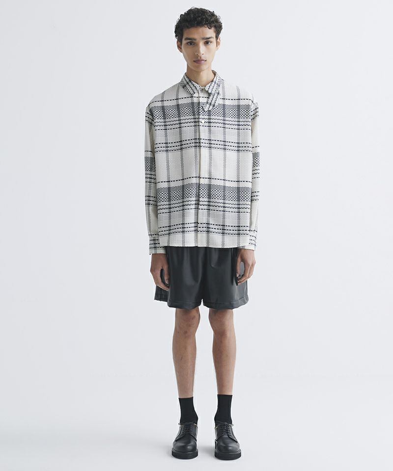 CULLNI(クルニ)】Sheer Tile Check Chin Tab Shirt シャツ(25-SS