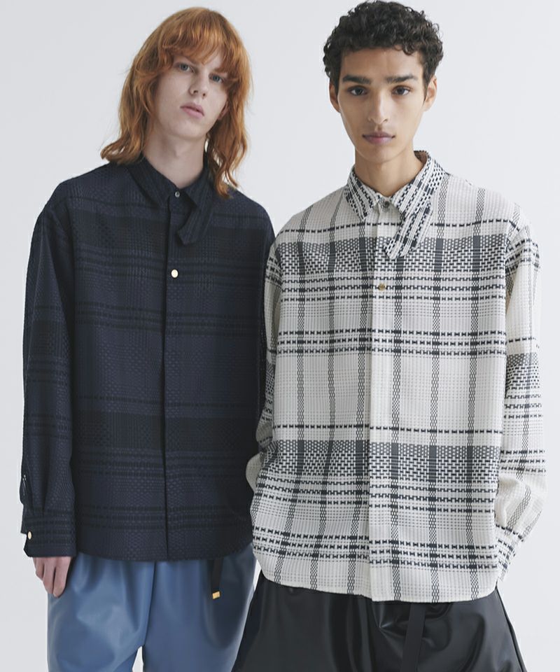 超安い Chin Check Tile CULLNI(クルニ)】Sheer Tab シャツ(25-SS Shirt トップス