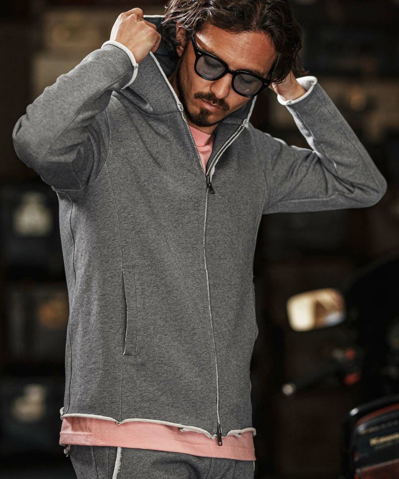 【新品】wjk back boa pull-Parker パーカー　M グレー wjk プルオーバーパーカー wjk（ダヴルジェイケイ）の「high neck zip