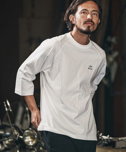 【wjk reluxe】embroidery 3-4 sleeve cut sew ７分袖Tシャツ(WR25S-28)
