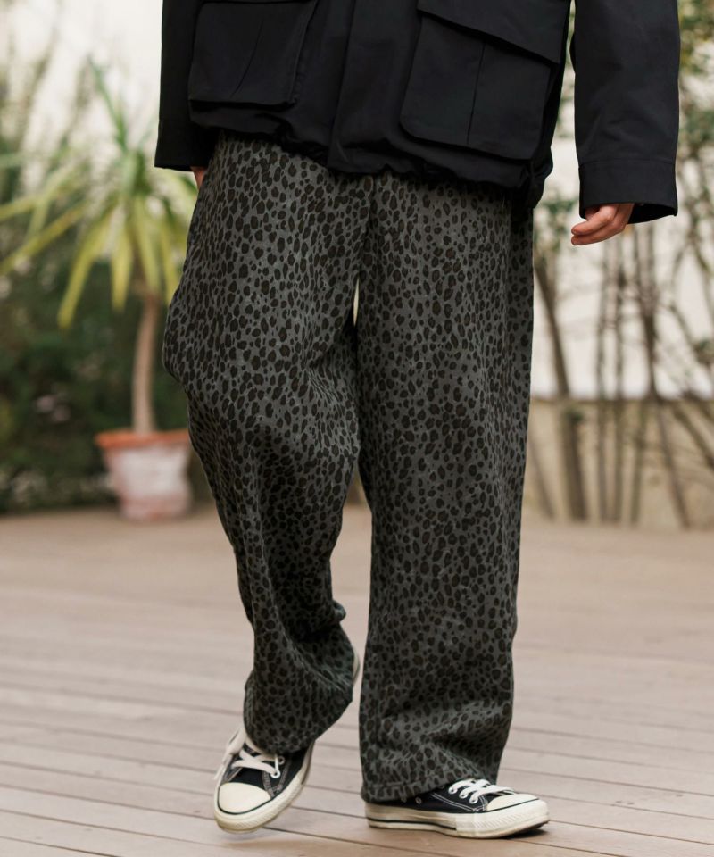 CAMBIO(カンビオ)】Leopard Wide Straight Sweat Pants スウェット