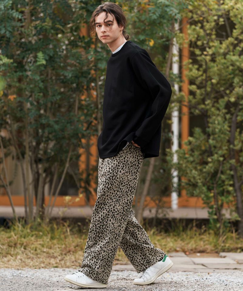 CAMBIO(カンビオ)】Leopard Wide Straight Sweat Pants スウェット