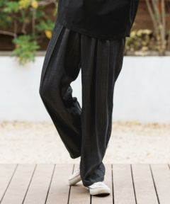 CAMBIO(カンビオ)】Silky Denim Two Tuck Wide Straight Pants