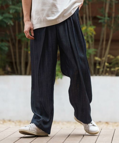 【CAMBIO(カンビオ)】Silky Denim Two Tuck Wide Straight Pants デニムワイドパンツ(MIU-251-043)