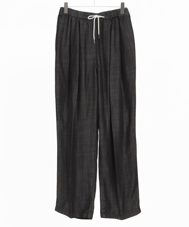 CAMBIO(カンビオ)】Silky Denim Two Tuck Wide Straight Pants