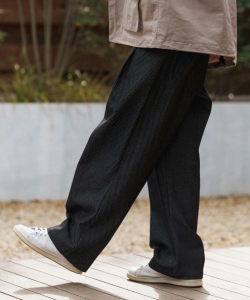 【CAMBIO(カンビオ)】Jacquard Denim Two Tuck Wide Straight Pants デニムワイドパンツ(MIU-251-040)