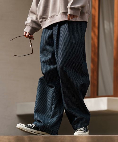 【CAMBIO(カンビオ)】Jacquard Denim Two Tuck Wide Straight Pants デニムワイドパンツ(MIU-251-040)