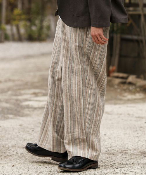 【一部サイズカラー予約販売5月下旬～6月上旬入荷】【CAMBIO(カンビオ)】Multi Stripe Wide Straight Pants ワイドストレートパンツ(CAM25SS-008)