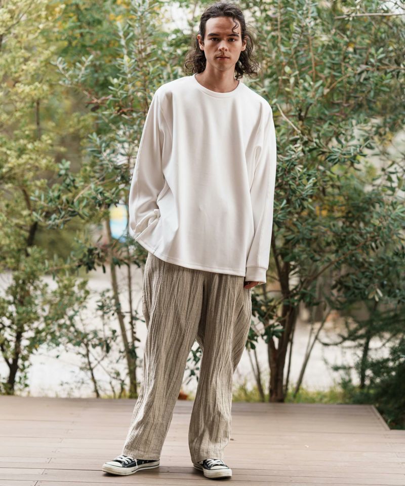 CAMBIO(カンビオ)】Cotton Linen Wide Straight Pants ワイド