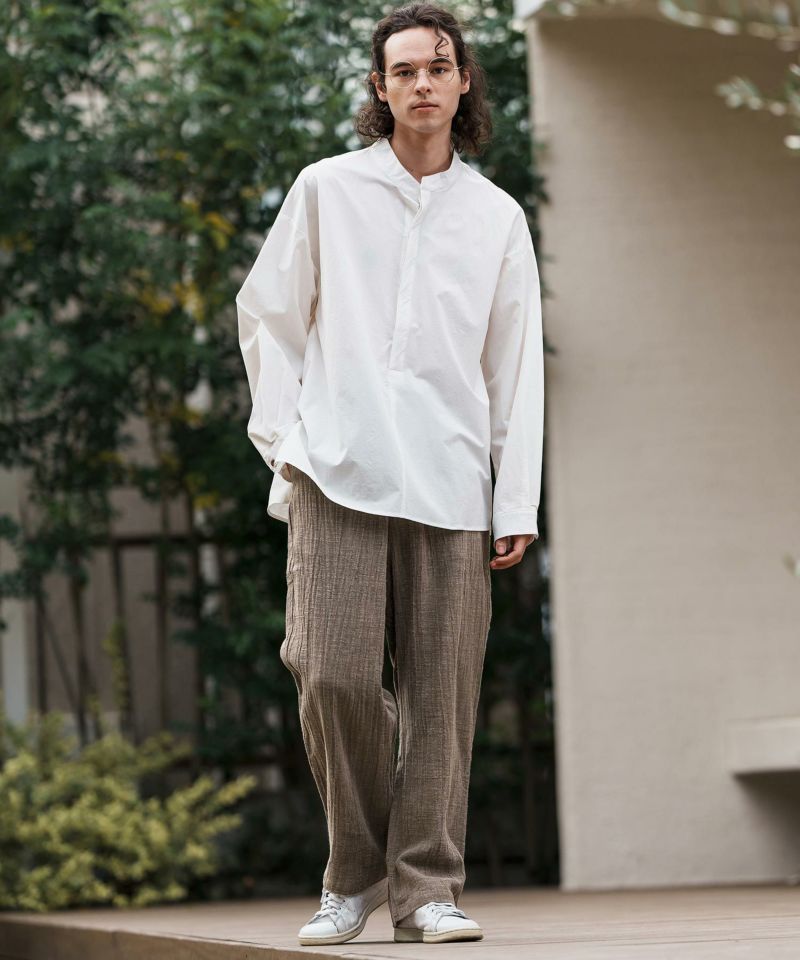 CAMBIO(カンビオ)】Cotton Linen Wide Straight Pants ワイド