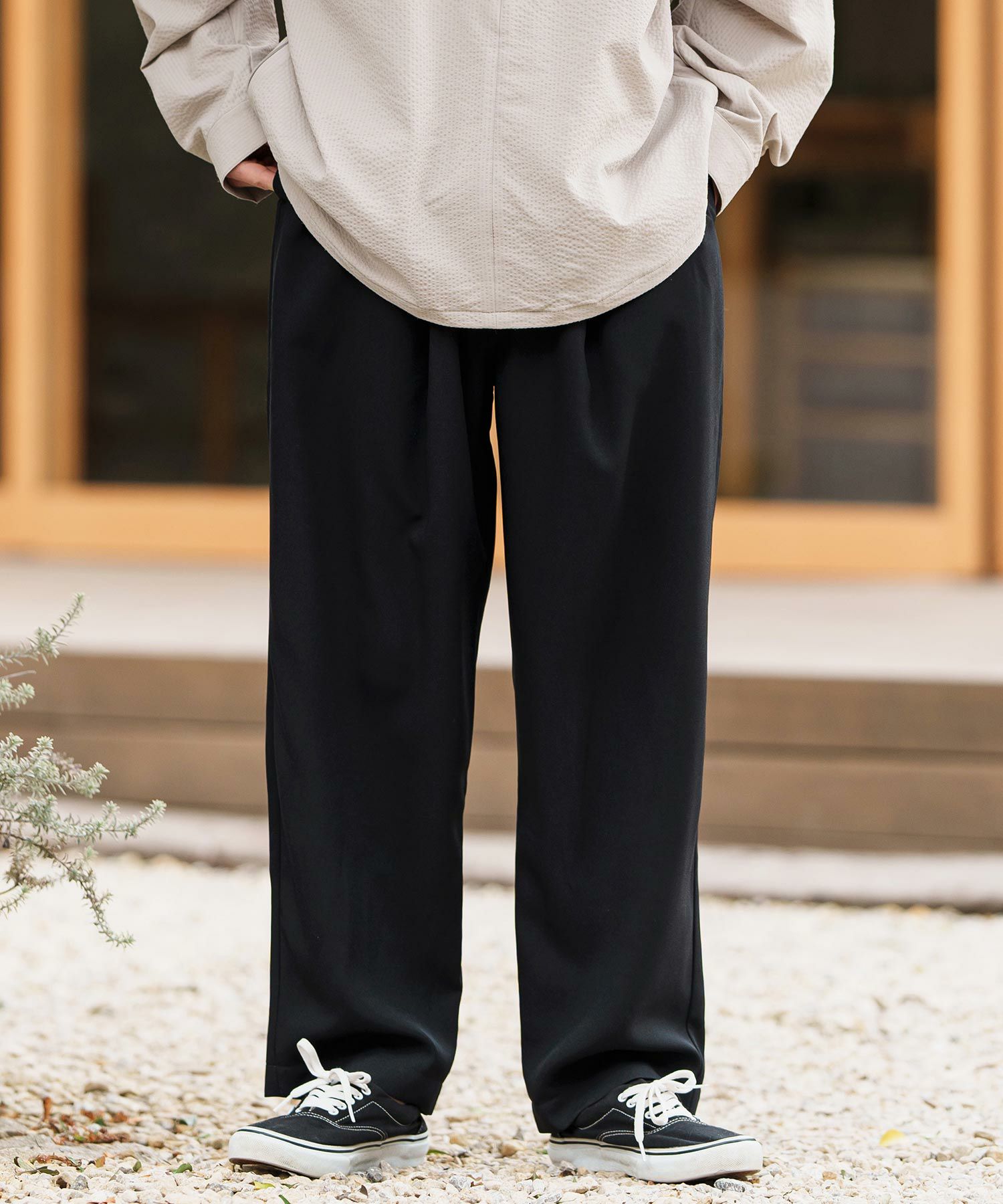 CAMBIOイージーパンツ　黒&グレー&チャコール3点セット CAMBIO(カンビオ)】テックリネン1タックイージーパンツ(CAM-3579