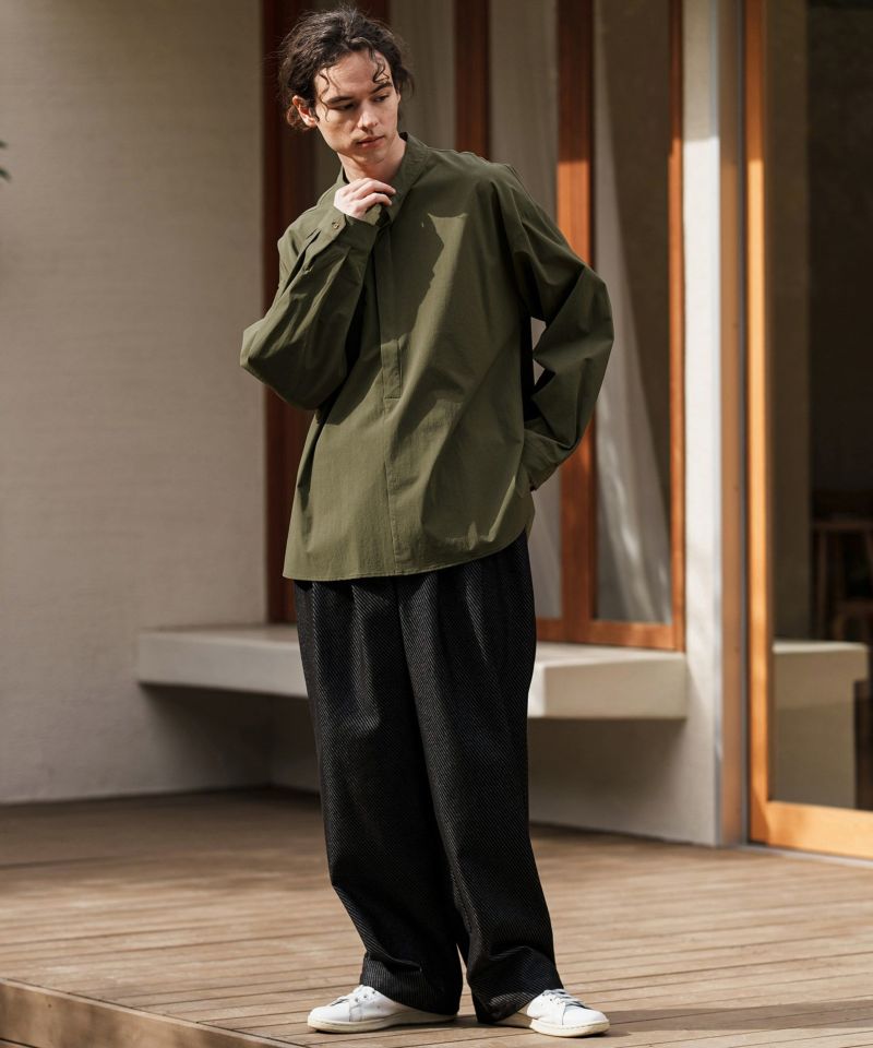 CAMBIO(カンビオ)】バンドカラー比翼プルオーバーシャツ | CAMBIO カンビオ