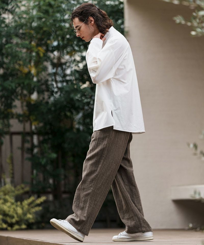 CAMBIO(カンビオ)】バンドカラー比翼プルオーバーシャツ | CAMBIO カンビオ