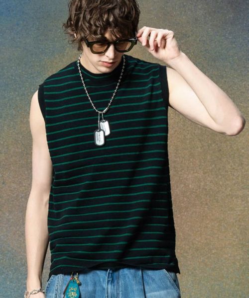 【glamb(グラム)】【予約販売5月下旬～6月上旬入荷】No Sleeves Border Knit ノースリーブボーダーニット(GB0225-KNT04)