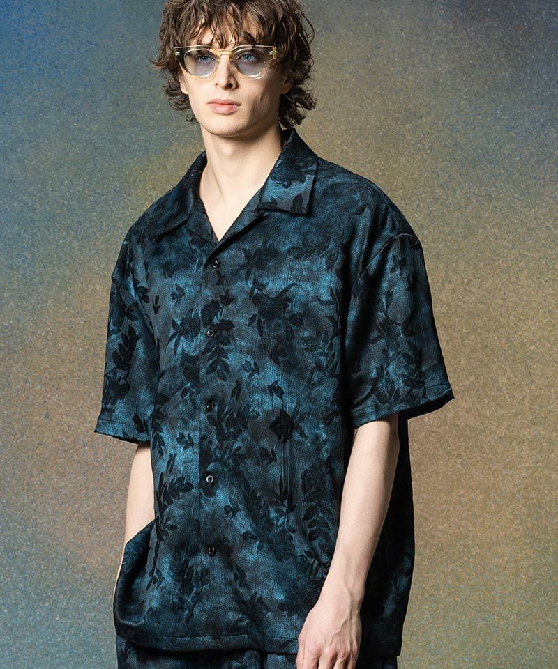 glamb(グラム)】Glitter Botanic Aloha Shirt グリッターボタニック