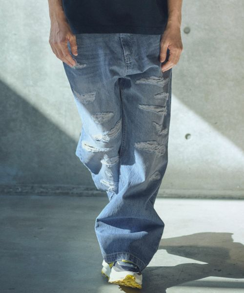 【ADAM PATEK(アダムパテック)】destroy wide denim デニムパンツ(AP2518025)